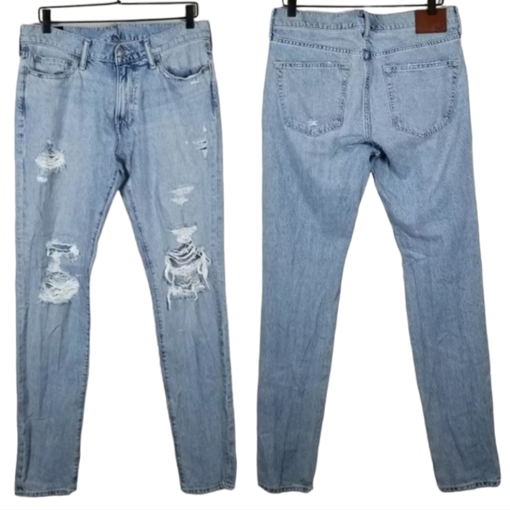 Abercrombie & Fitch Felix Super Slim Stretch Light Wash Destroyed Jeans 30 x‎ 32